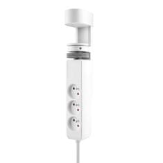 Solight 3z + USB A+C přenosné stolní zásuvky, 2m, bílá, USB rychlonabíječka 20W PD, PP105C-PD20