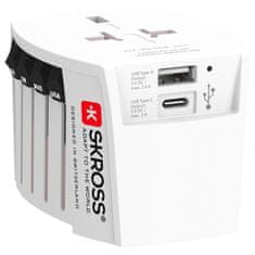 Skross cestovní adaptér MUV USB, USB A+C, univerzální pro 150 zemí, PA48USBC