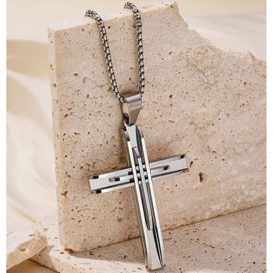 IZMAEL Náhrdleník Sapid Cross-Stříbrná KP34102