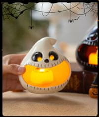 Korbi Svícen Halloween, bílý lampion duch, LED tealight svíčky