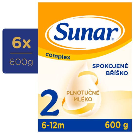 Sunar Complex 2 pokračovací kojenecké mléko, 6 x 600 g