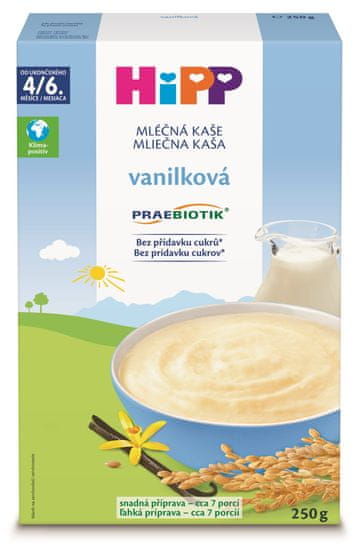 HiPP Mléčná první kaše PRAEBIOTIK® pro kojence vanilková od uk. 4.-6. měsíce, 250 g