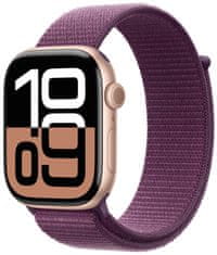 Apple Watch Series 10 GPS 42mm, Rose Gold Aluminium Case, Plum Sport Loop (MWWK3QC/A)