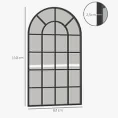 HOMCOM Nástěnné Zrcadlo, Šatní Zrcadlo, 110 X 62 Cm, Zrcadlo Do Chodby S Kovovým Rámem, Závěsné Zrcadlo, Zrcadlo Do Obývacího Pokoje Do Ložnice, Černá 