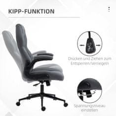 VINSETTO Kancelářské Křeslo, Ergonomická Psací Židle, Počítačová Židle S Houpací Funkcí, Nastavitelné Područky, Otočná Židle S Měkkým Polštářem 