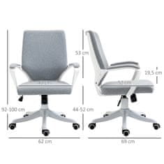 VINSETTO Kancelářské Křeslo Stolní Židle S Funkcí Kolébky Výškově Nastavitelné Opěradlo Silně Polstrované Ergonomické Otočné O 360° Polyester Nylon Pp 