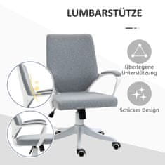 VINSETTO Kancelářské Křeslo Stolní Židle S Funkcí Kolébky Výškově Nastavitelné Opěradlo Silně Polstrované Ergonomické Otočné O 360° Polyester Nylon Pp 