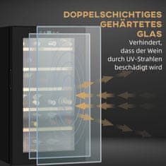 HOMCOM Chladnička Na Víno, 65 L Lednice Na Nápoje Na 24 Lahví, Lednice Na Lahve, Klimatizační Skříň Na Víno S Vnitřním Osvětlením, 5-20°C, Dotyková, Černá 