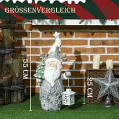 HOMCOM Vánoční Dekorace Figurka, Santa Claus S Vánočním Stromečkem A Lucernou, 55 Cm Vánoční Figurka S Led Světlem, Dekorativní Figurka Na Vánoce 