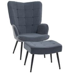 HOMCOM Relax Chair Sametový Potah Područky Podnožka Jídelní Židle Relax Chair 