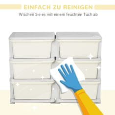 HOMCOM Zásuvková Skříňka Pro Děti Úložné Boxy Se 6 Úrovněmi, Box Na Hračky Organizér Na Hračky Dětský Nábytek Pro 3-6 Let Dětský Krém 