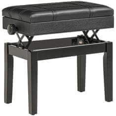 HOMCOM Piano Bench Výškově Nastavitelná Klavírní Stolička S Úložným Prostorem, Kožený Polštář, Černá, 63X35X46-56 Cm 