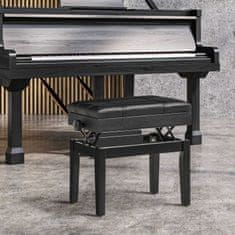 HOMCOM Piano Bench Výškově Nastavitelná Klavírní Stolička S Úložným Prostorem, Kožený Polštář, Černá, 63X35X46-56 Cm 