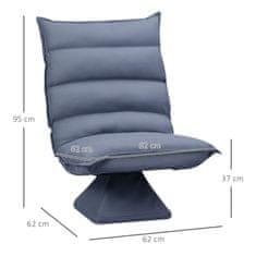 HOMCOM Floor Sofa Podlahové Křeslo S Nastavitelným Opěradlem, Otočné Meditační Křeslo, Relaxační Křeslo, Utěrka Z Mikrovlákna, Šedá, 62X62X95 Cm 