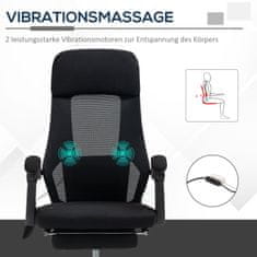 VINSETTO Office Chair Masážní Křeslo Se 2 Vibračními Body, Polohovací Funkcí, Opěrkou Nohou, Usb, Síťovinou 