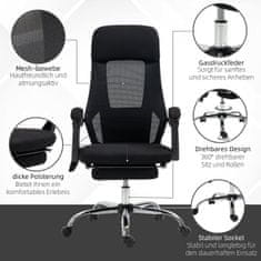 VINSETTO Office Chair Masážní Křeslo Se 2 Vibračními Body, Polohovací Funkcí, Opěrkou Nohou, Usb, Síťovinou 