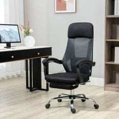 VINSETTO Office Chair Masážní Křeslo Se 2 Vibračními Body, Polohovací Funkcí, Opěrkou Nohou, Usb, Síťovinou 