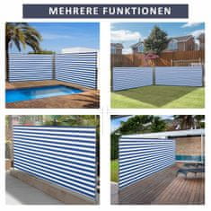 OUTSUNNY Výsuvná Boční Markýza, 300X160 Cm Privacy Screen, Zahradní Markýza S Uv Ochranou, Ochrana Proti Větru, Polyester, Modrá+Bílá 