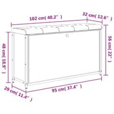 Vidaxl Botníková lavice s výklopnou zásuvkou černá 102 x 32 x 56 cm