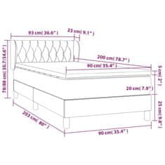 Vidaxl Box spring postel s matrací černá 90x200 cm samet