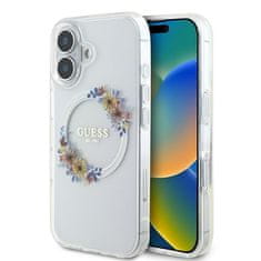 Guess Originální kryt GUESS IML Flowers Wreath Magsafe GUHMP16MHFWFCT for Apple iPhone 16 Plus , barva čirá