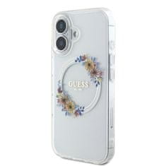 Guess Originální kryt GUESS IML Flowers Wreath Magsafe GUHMP16MHFWFCT for Apple iPhone 16 Plus , barva čirá