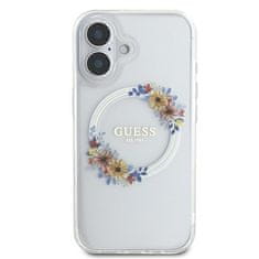 Guess Originální kryt GUESS IML Flowers Wreath Magsafe GUHMP16MHFWFCT for Apple iPhone 16 Plus , barva čirá