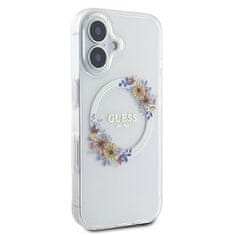 Guess Originální kryt GUESS IML Flowers Wreath Magsafe GUHMP16MHFWFCT for Apple iPhone 16 Plus , barva čirá