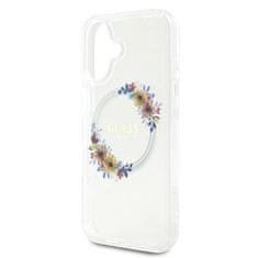 Guess Originální kryt GUESS IML Flowers Wreath Magsafe GUHMP16MHFWFCT for Apple iPhone 16 Plus , barva čirá