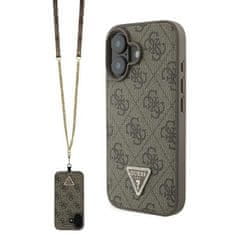 Guess Originální kryt GUESS Leather Metal Logo Strass Crossbody GUHCP16SP4TDSCPW for Apple iPhone 16 , barva hnědá