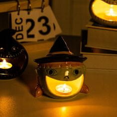 Korbi Svícen Halloween, lampion čarodějnice na podložky Tealight, LED, dekorace Halloween