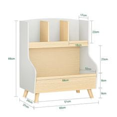 SoBuy SoBuy KMB105-HG Dětský regál Dětská Knihovna Úložný regál pro děti Dětský nábytek Šedá přírodní 60x68x37 cm