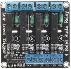 HADEX Modul relé SSR 4x, napájení 3-24V, spouštění nízkou úrovní