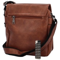 Sara Moda Módní pánská koženková crossbody taška Broderic, středně hnědá