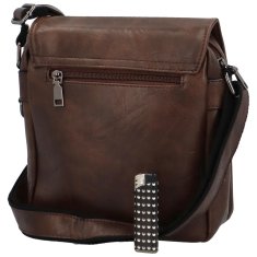 Sara Moda Módní pánská koženková crossbody taška Broderic, tmavě hnědá