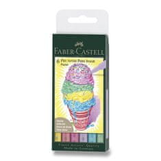 Faber-Castell Popisovač Pitt Artist Pen Brush 6 ks, pastelové barvy