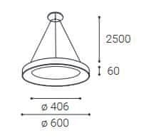 LED2 Kruhové elegantní závěsné LED svítidlo BELLA P-Z Ø 480mm, 40W, 2430lm, 3000K/4000K,