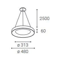 LED2 Kruhové elegantní závěsné LED svítidlo BELLA P-Z Ø 480mm, 40W, 2430lm, 3000K/4000K,