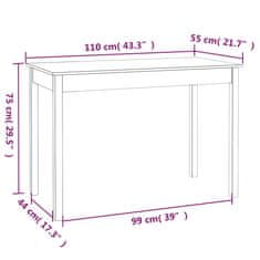 Vidaxl Jídelní stůl 110 x 55 x 75 cm masivní borové dřevo