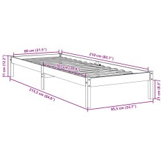 Petromila Prodloužený rám postele bez matrace bílý 80 x 210 cm borovice