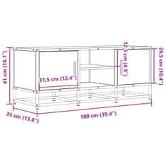 Vidaxl TV skříňka šedá sonoma 100 x 35 x 41 cm kompozitní dřevo a kov