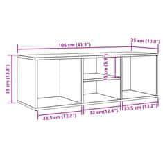 Vidaxl Botníková lavice old wood 105 x 35 x 35 cm kompozitní dřevo