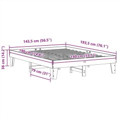 Vidaxl Postel bez matrace bílá 140 x 190 cm masivní borovice