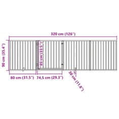 Petromila Zábrana pro psy s dvířky skládací 4 panely hnědá 320 cm topol