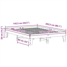 Vidaxl Postel bez matrace bílá 140 x 200 cm masivní borovice