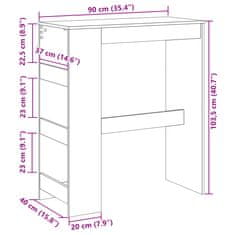 Vidaxl Barový stůl s regály betonově šedý 90 x 40 x 103,5 cm kompozit