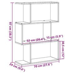 Vidaxl Knihovna / dělicí stěna 3patrová betonově šedá 70 x 24 x 97 cm