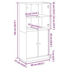 Vidaxl Highboard s dvířky dub artisan 68x37x142 cm kompozitní dřevo