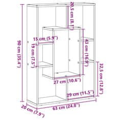 Vidaxl Knihovna betonově šedá 63 x 20 x 90 cm kompozitní dřevo