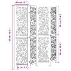 Vidaxl Paraván 4dílný černý masivní dřevo pavlovnie